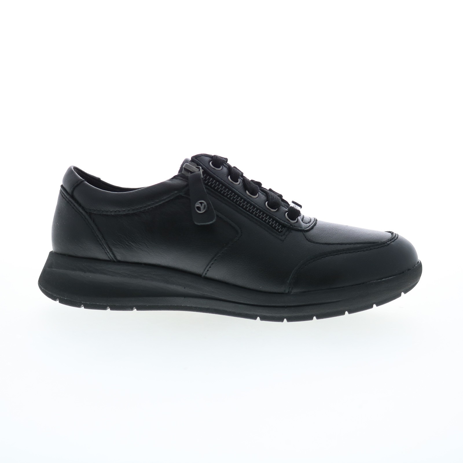 Revere Boston Womens Black Leather Lace Up Lifestyle Sneakers Shoes