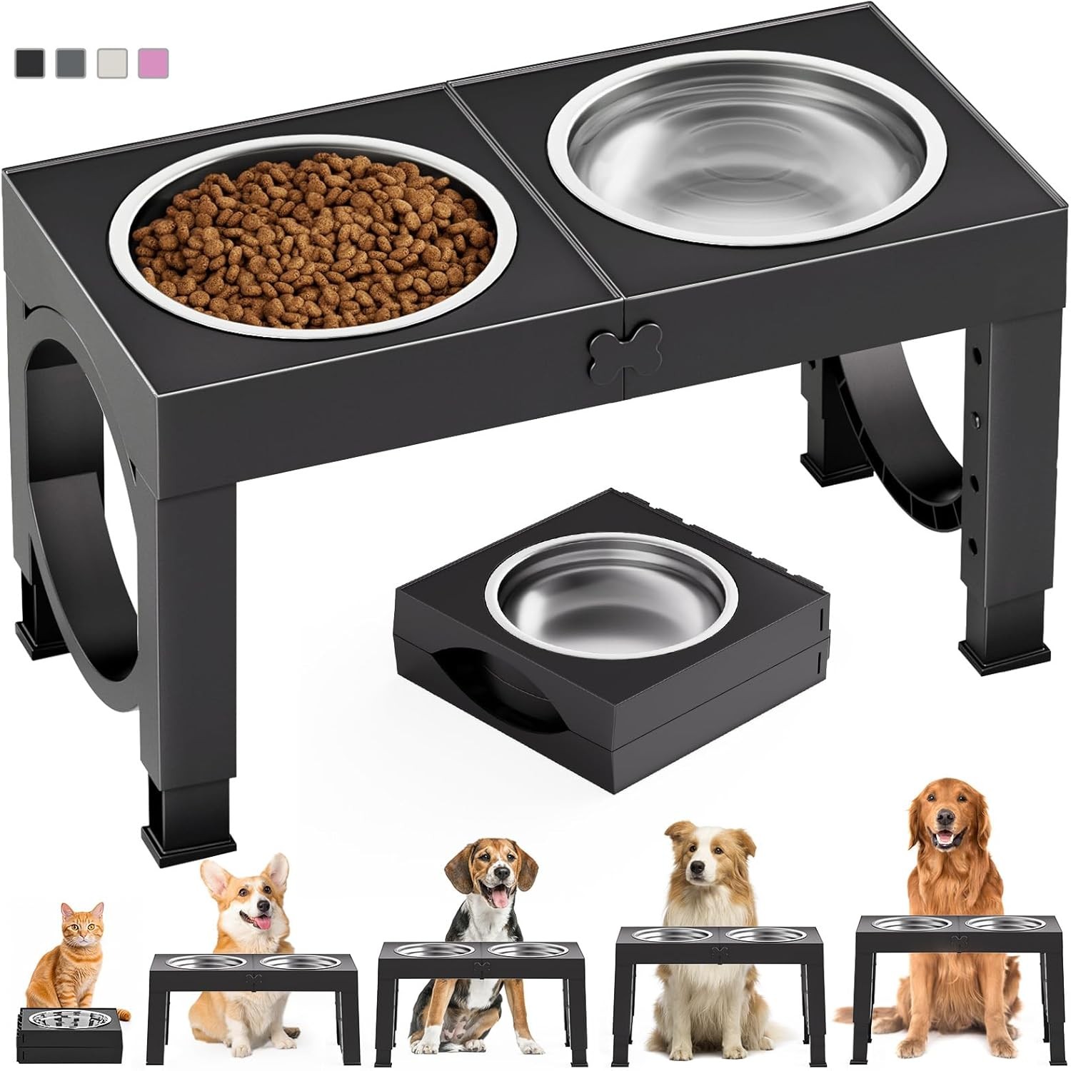 XIAZ Elevated Dog Bowls Large Breed Raised Dogs Bowl Stand Large/Medium Sized Do