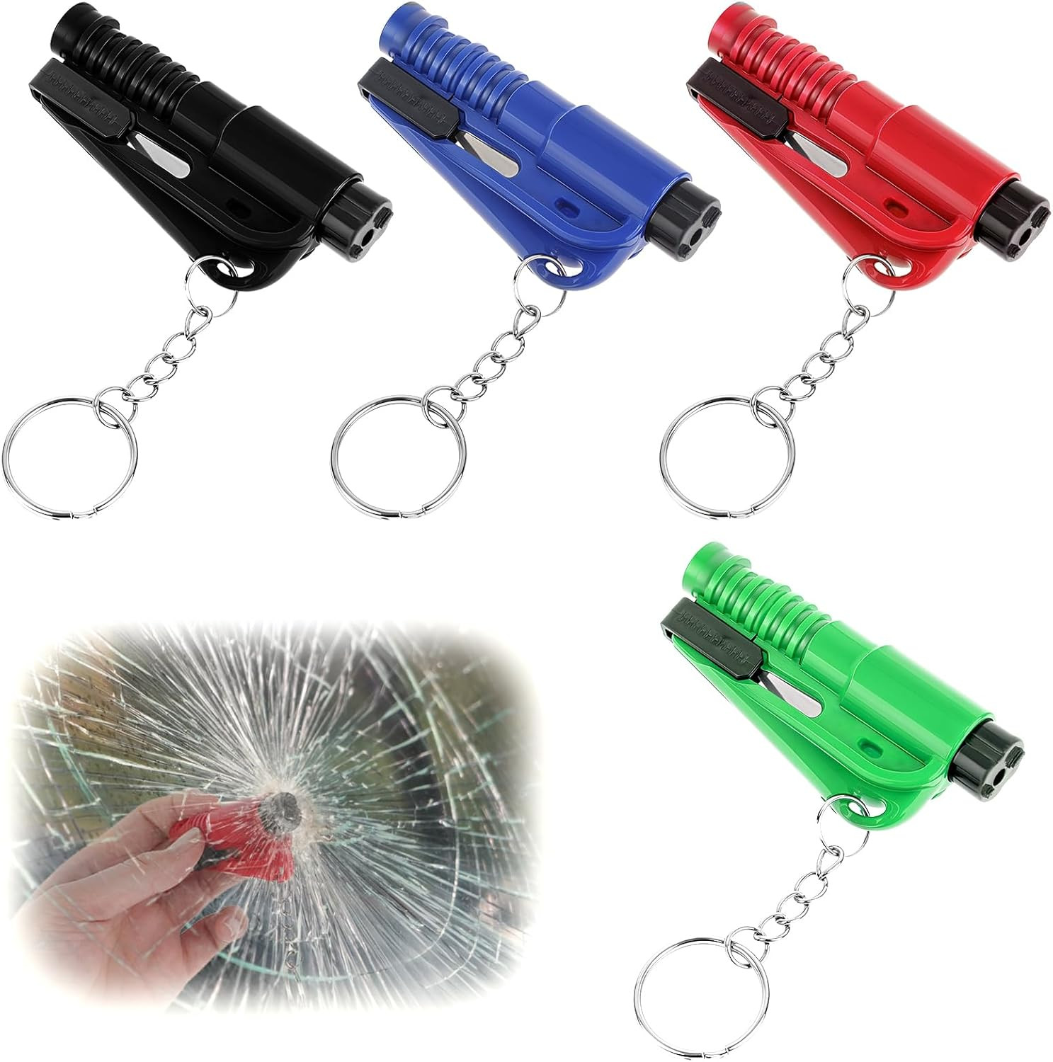 4 PCS Car Window Breaker Tool, Glass Breaker & Survival Whistle, Car Emergency E