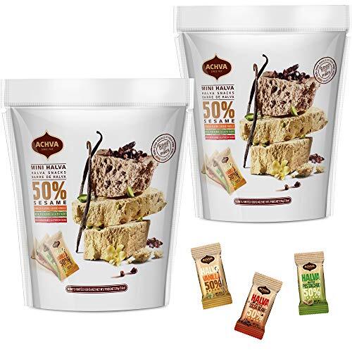Halva Tahini Bar Mini Snacks – Assortment of 2 Bags Each Contains - 18 Snack-...