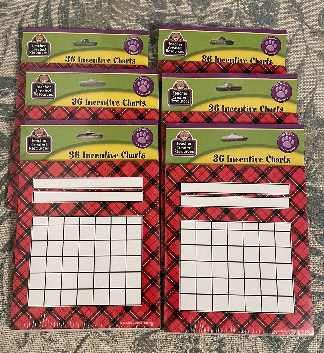 6 Pack Teacher Created Resources 36 Per Pack Incentive Charts Red Plaid Design