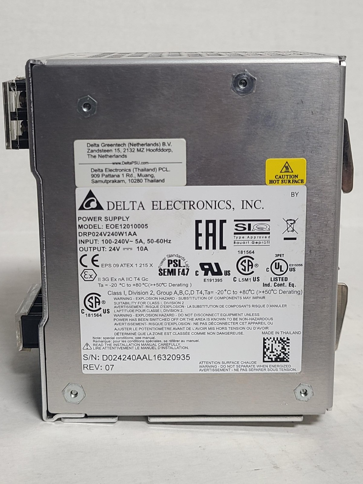 DELTA ELECTRONICS EOE12010005 POWER SUPPLY (DRP024V240W1AA)