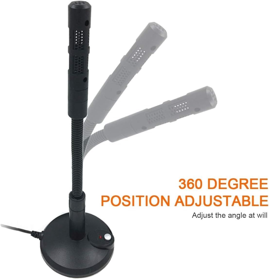 Plug-and-Play USB Desktop Microphone with LED Mute Control & Adjustable Stand