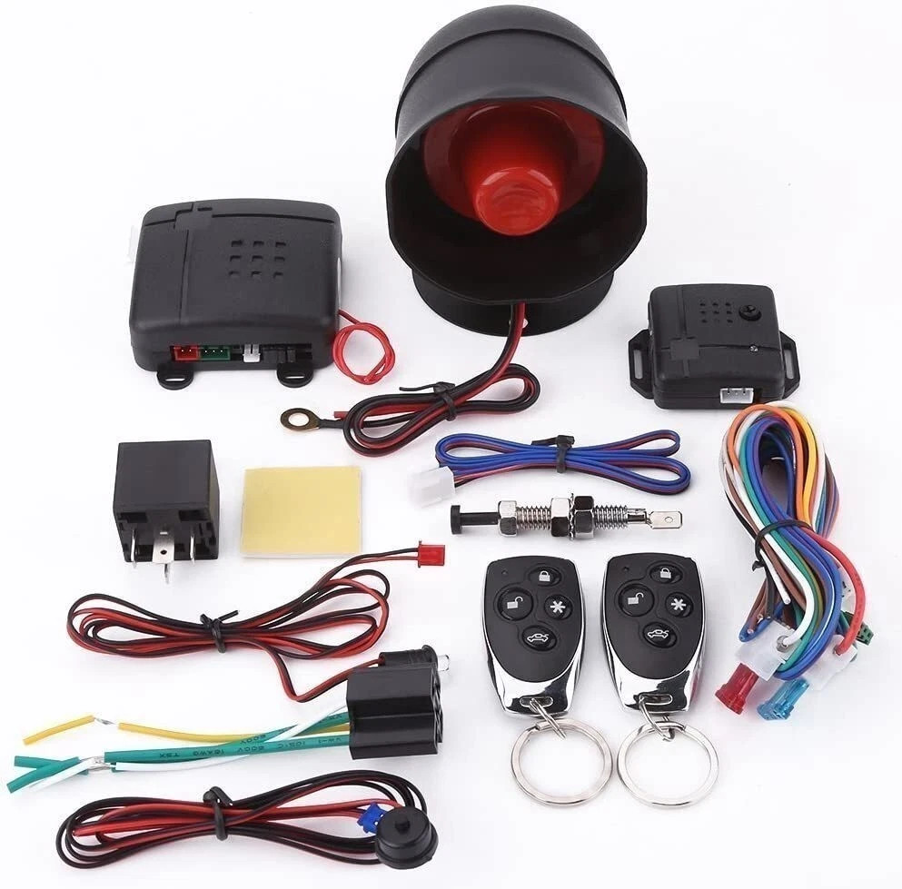 12V Universal Car Alarm Security System - Keyless Entry & Engine Start w/ 2 Fobs