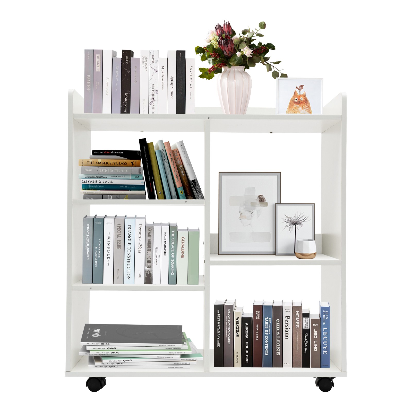 Warm White Filing Cabinet, Storage Shelf, Mobile Printer Stand