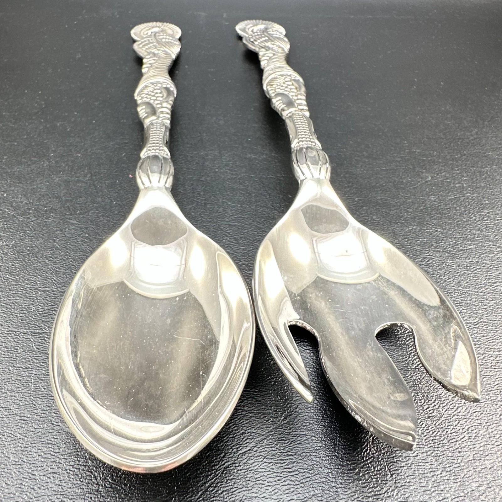 Godinger Silver Plate Turkey Serving Set Fork & Spoon Thanksgiving Dinner 13"