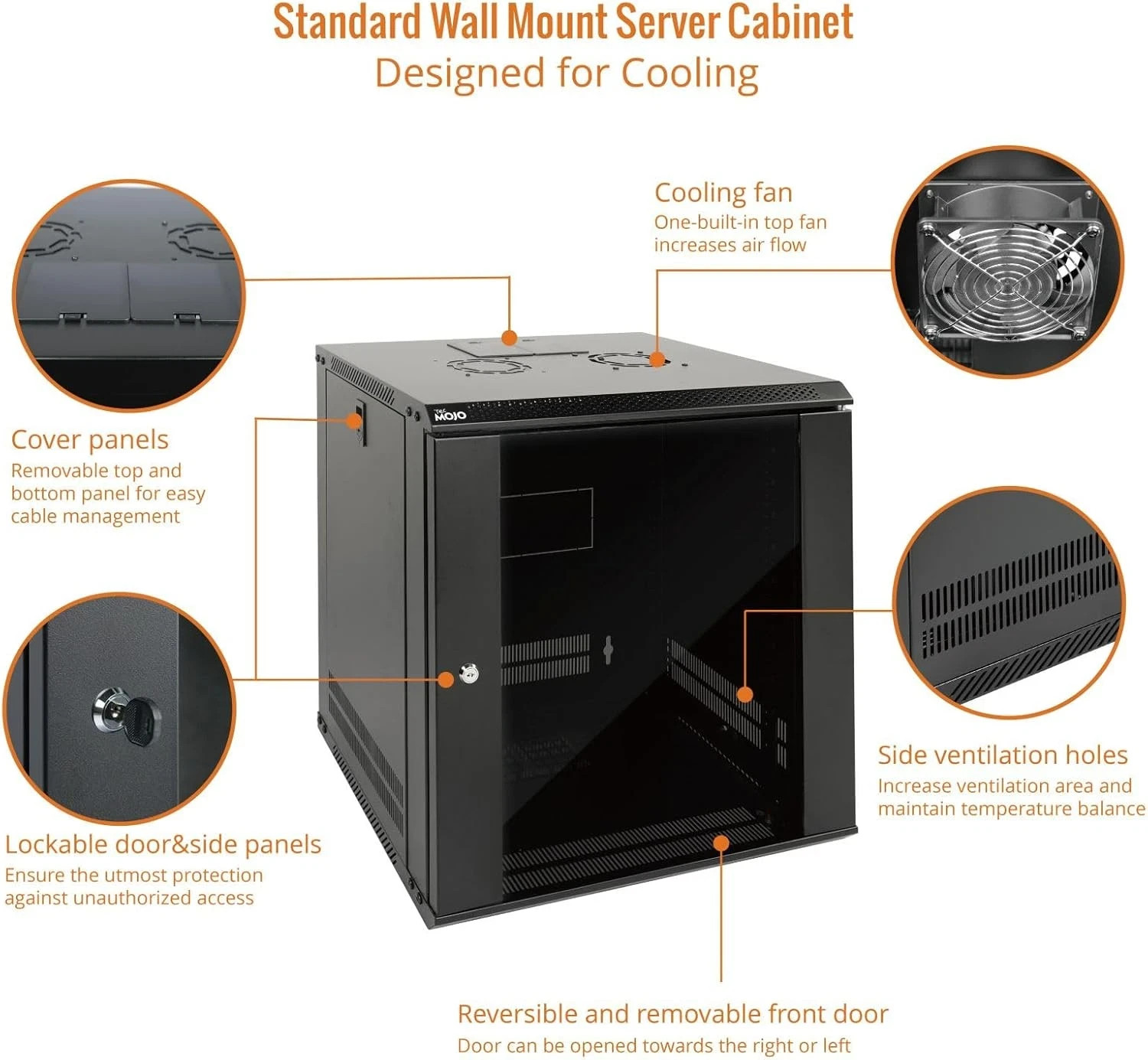 12U Wall Mount Server Cabinet IT Network Rack Enclosure Lockable Door and Side P