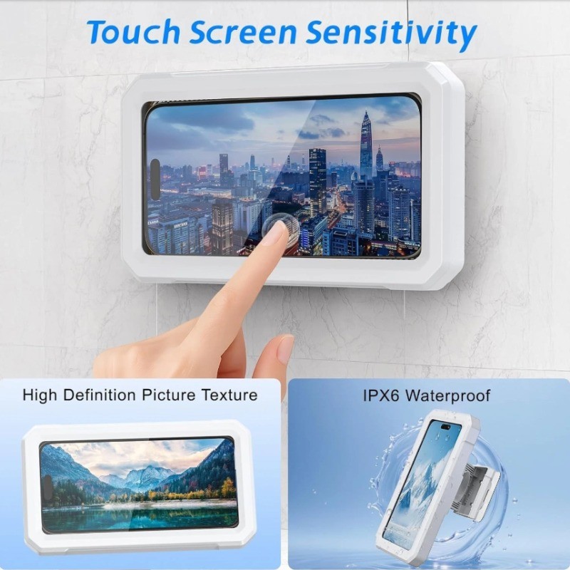 Shower Phone Holder 360° Rotating Hands-Free for Bathroom Touchscreen Waterproof
