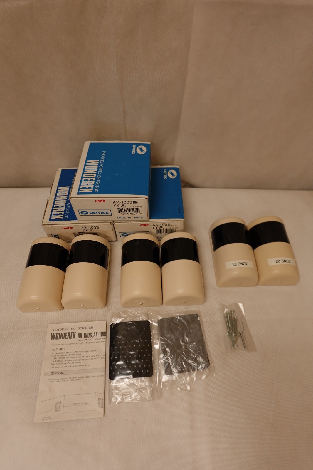 Optex Wonderex AX-100S Photoelectric Motion Detector - USED - Lot of 3