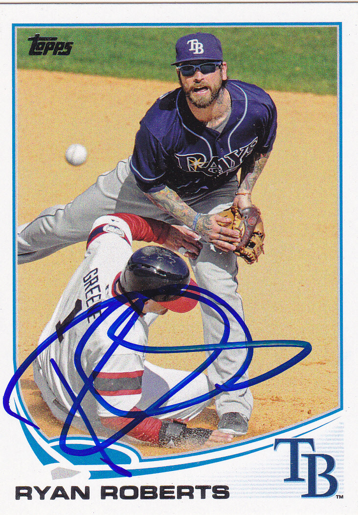 RYAN ROBERTS TAMPA BAY RAYS SIGNED CARD DIAMONDBACKS BLUE JAYS RANGERS RED SOX