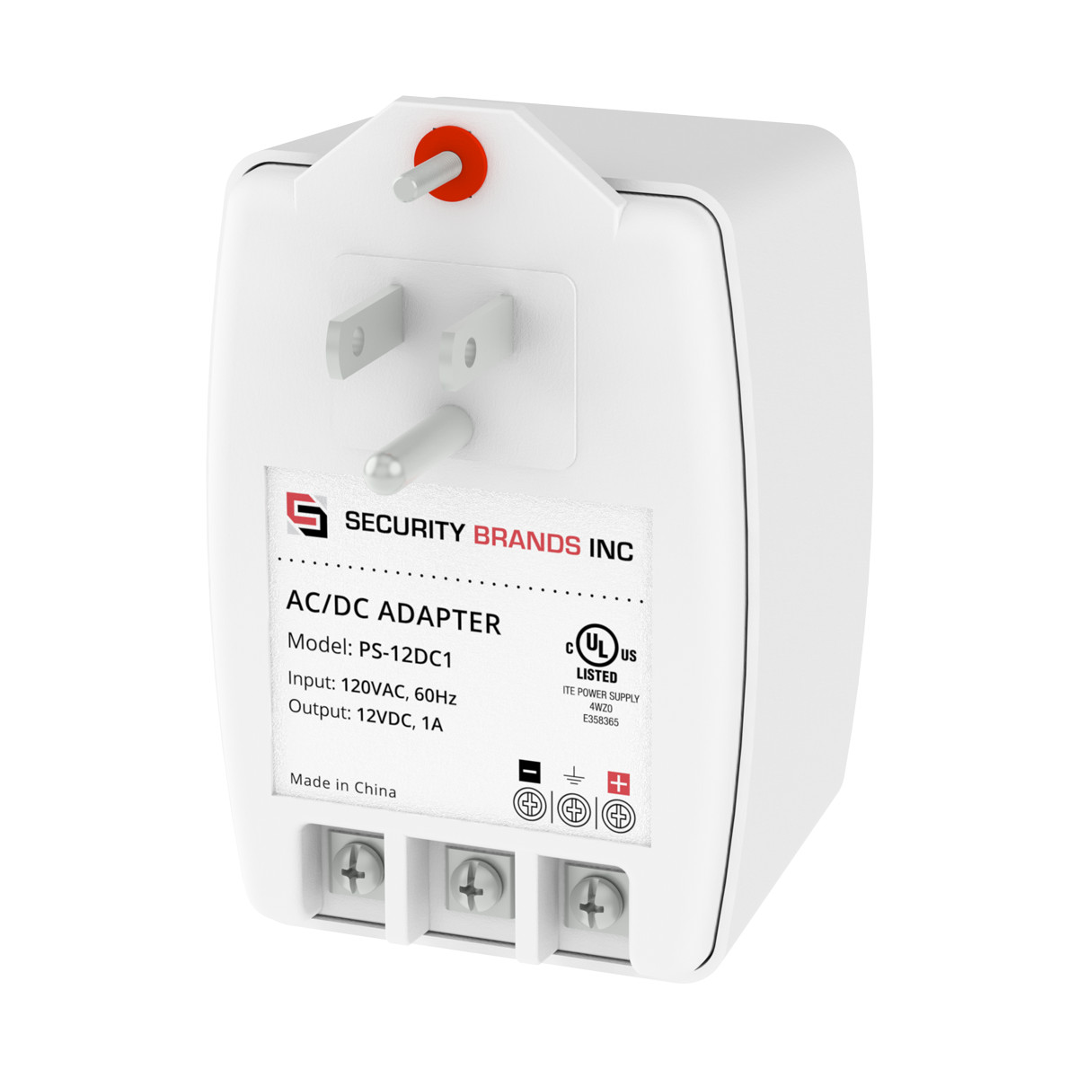 Security Brands PS-12DC1 120V/12V DC Plug In Transformer 1A Power Supply Adapter