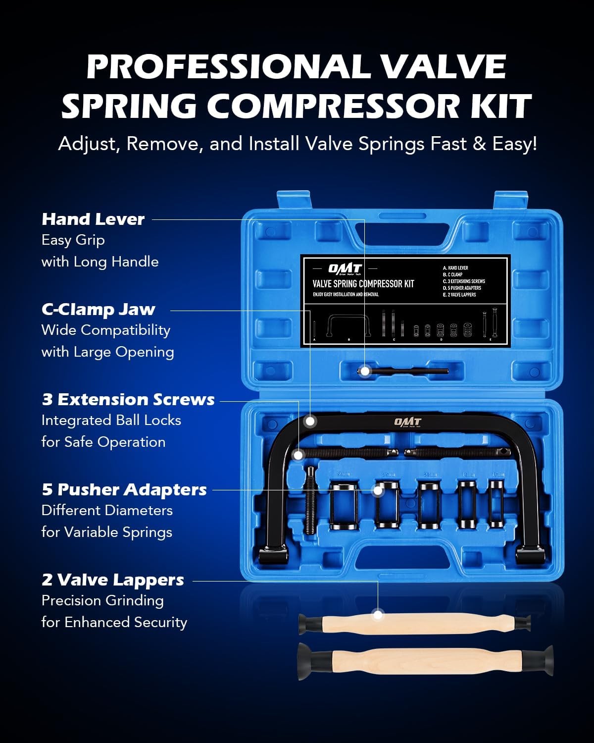 Valve Spring Compressor,10 Piece Spring Clamp Tool Kit with C Clamp