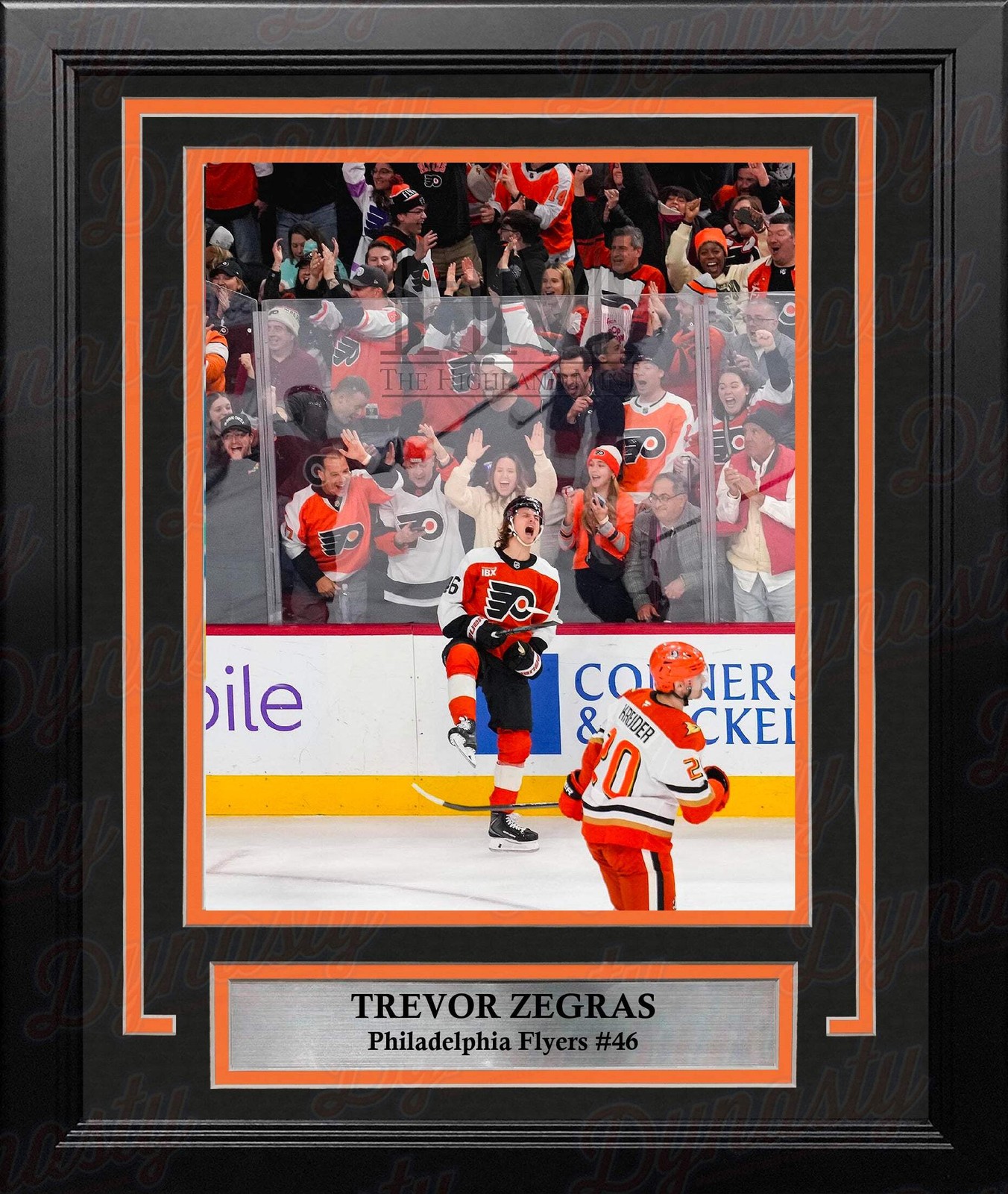Trevor Zegras Philadelphia Flyers Celebration 8" x 10" Framed Hockey Photo
