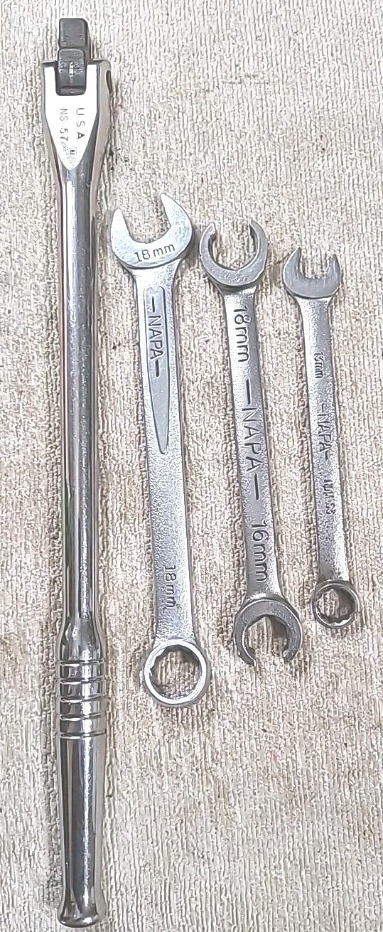Napa 1/2" Drive 15" Breaker Bar NS57 &"3 Wrenches Tool Lot Made in the USA