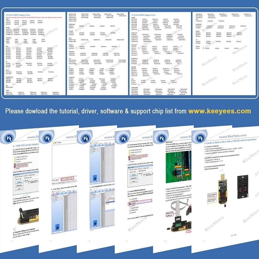 Complete CH341A BIOS Programming Kit: SOIC8 Clip, USB Programmer & Adapters