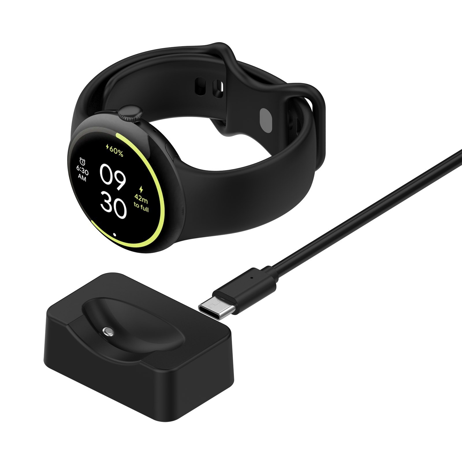 For Pixel Watch 4 Fast Charge for Type C Adapter Portable ABS Construction Black