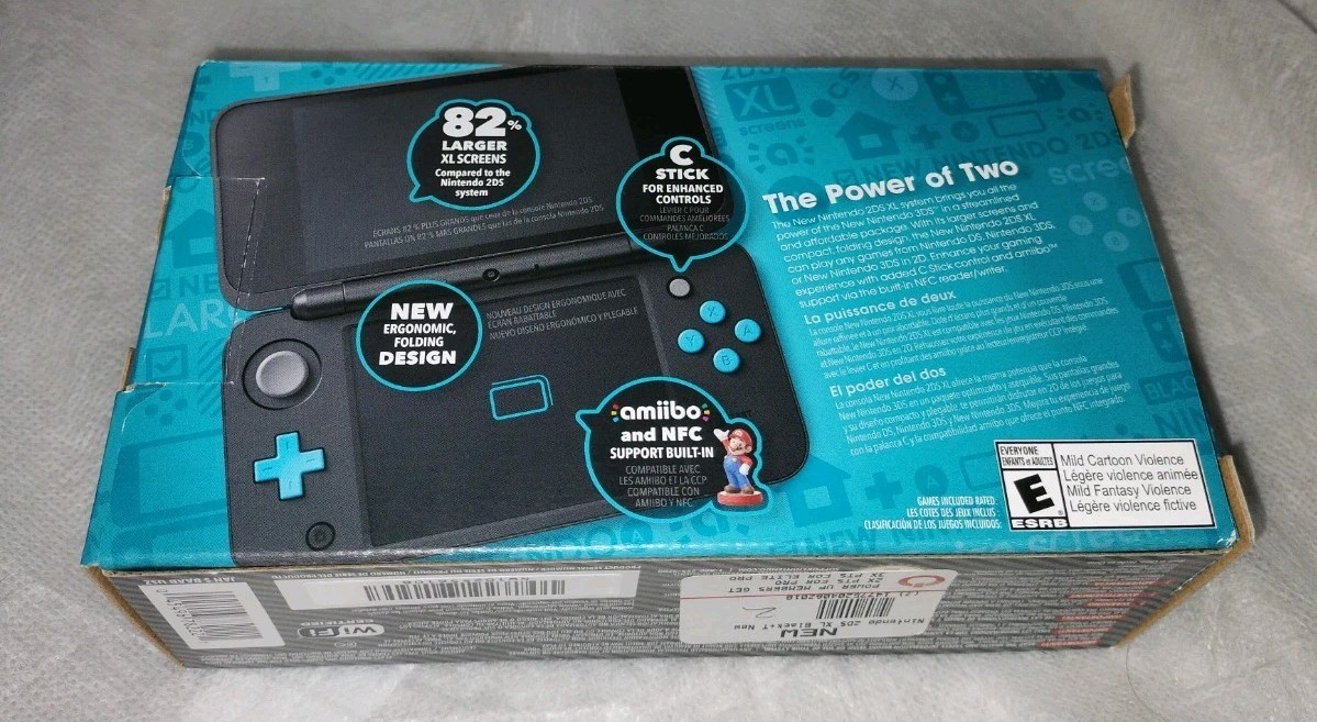 "New" Nintendo 2ds XL Console (Box Only) - Black/Turquoise Variant Box Only.