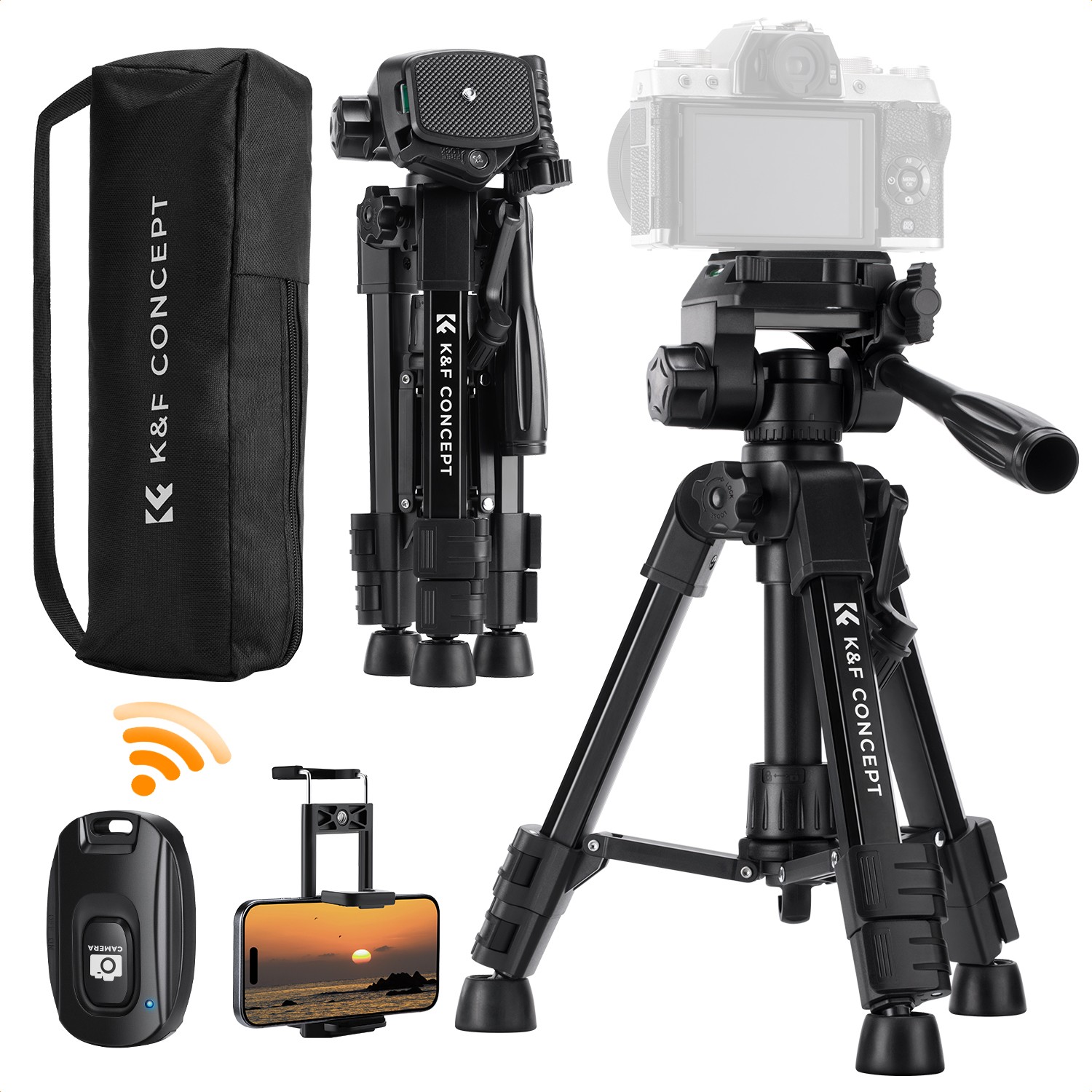 K&F CONCEPT 25inch Mini Desk Tripod for Camera Tabletop Cellphone Video Tripods