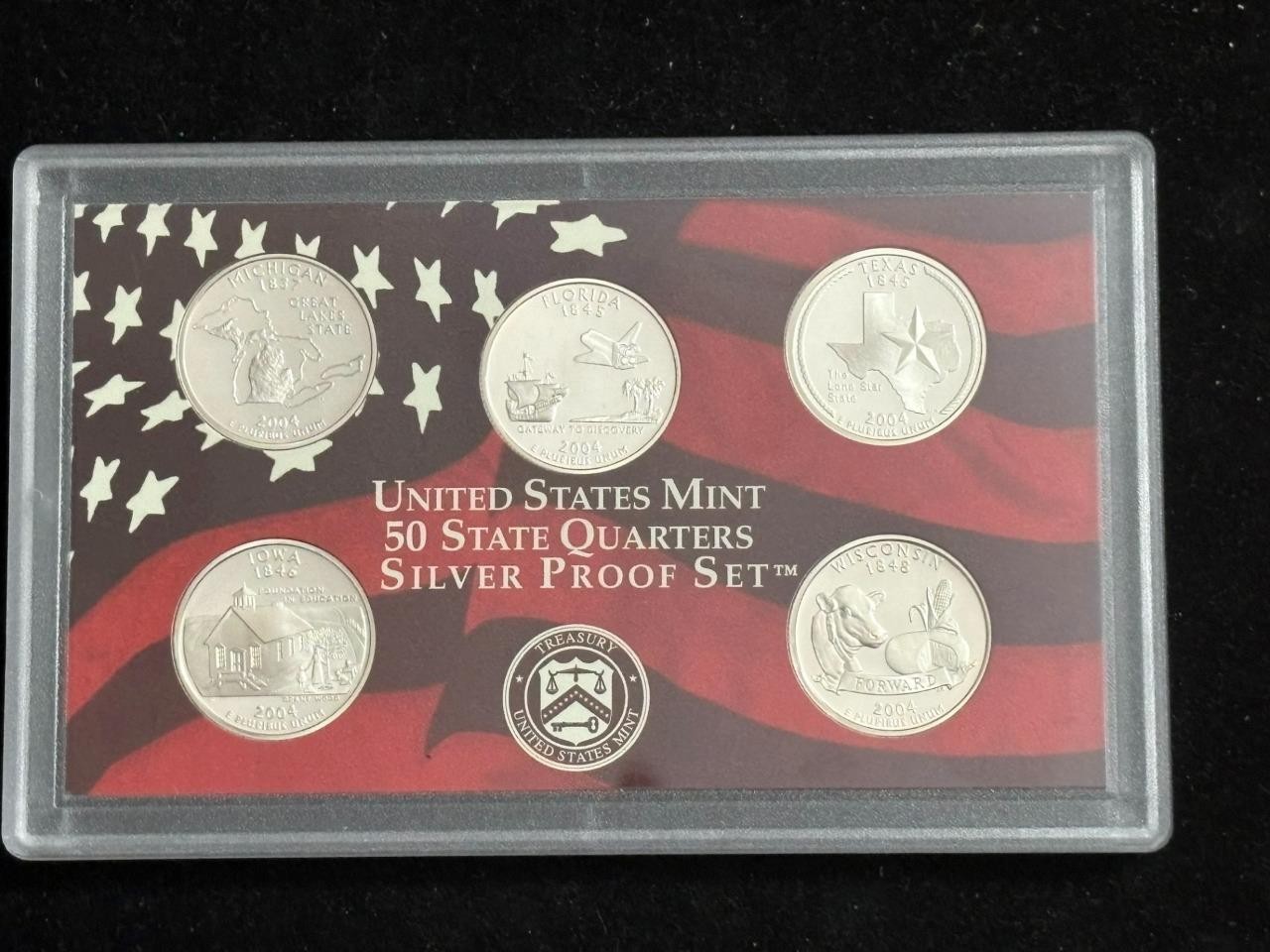 2004-S Statehood Quarter SILVER 5 Coin Proof Set In Original Mint Plastic NO COA