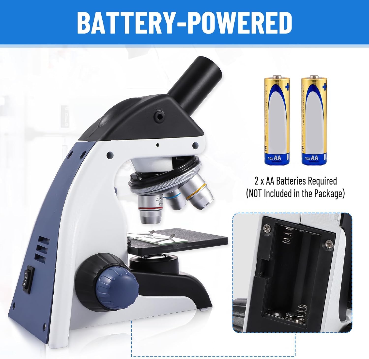 Professional Monocular Compound Microscope Kit 40-2000X Magnification
