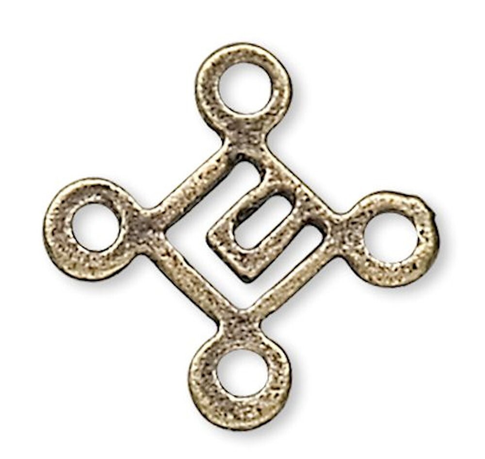 100 Antiqued Brass Plated Pewter 6x6mm Square 12x12mm Link Connectors