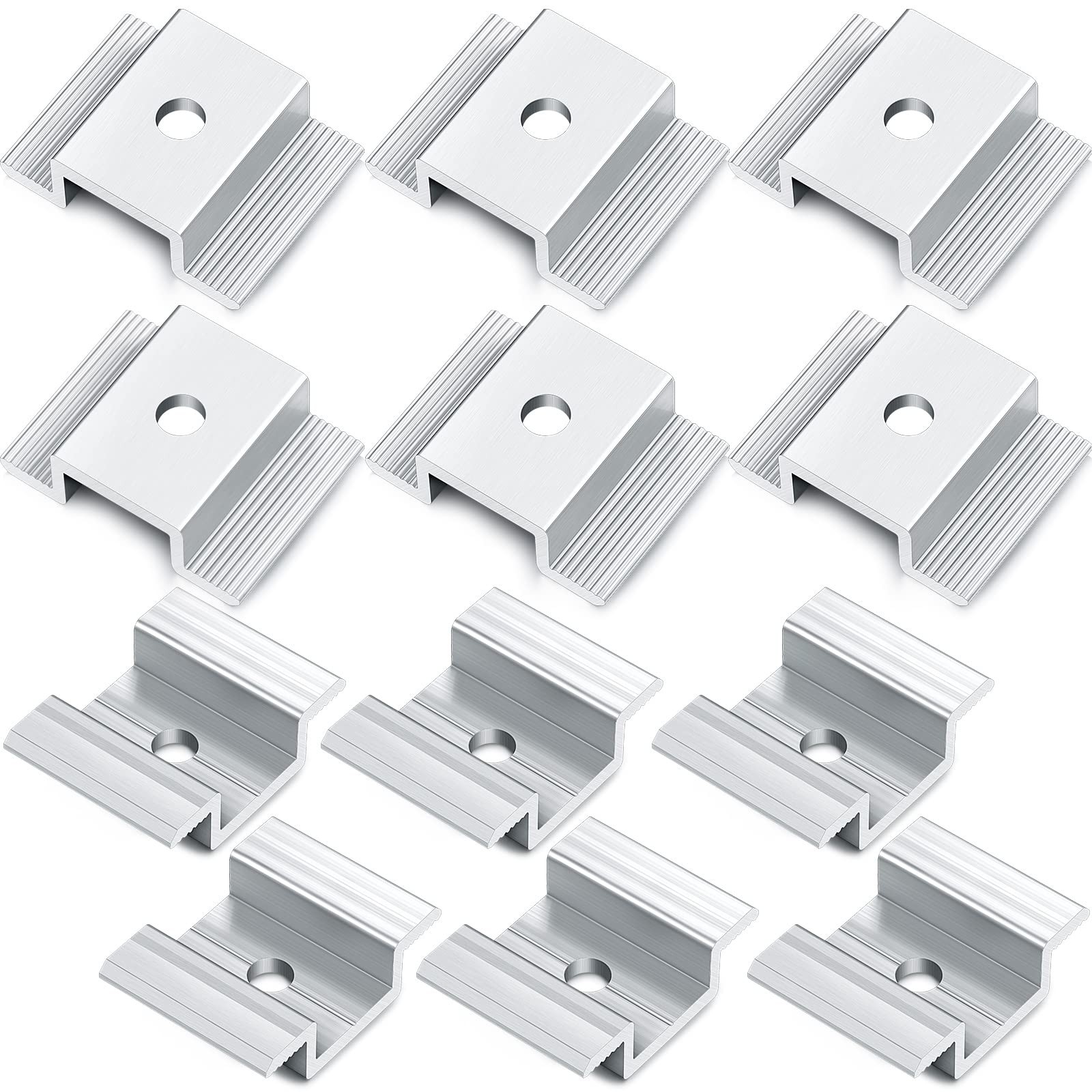 12 Pack Solar Panel Mid Clamps 1.06 Inch Bracket Aluminium Silver