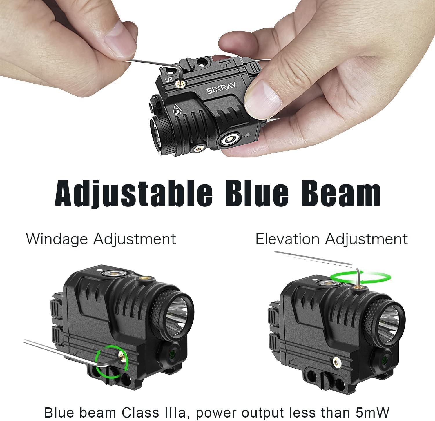 Blue Beam Laser And Flashlight Combo For Pistol Rail Light Black