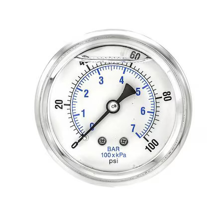 Pic Gauges Pro-202L-254E Industrial Pressure Gauge, 0 To 100 Psi, 2 1/2 In