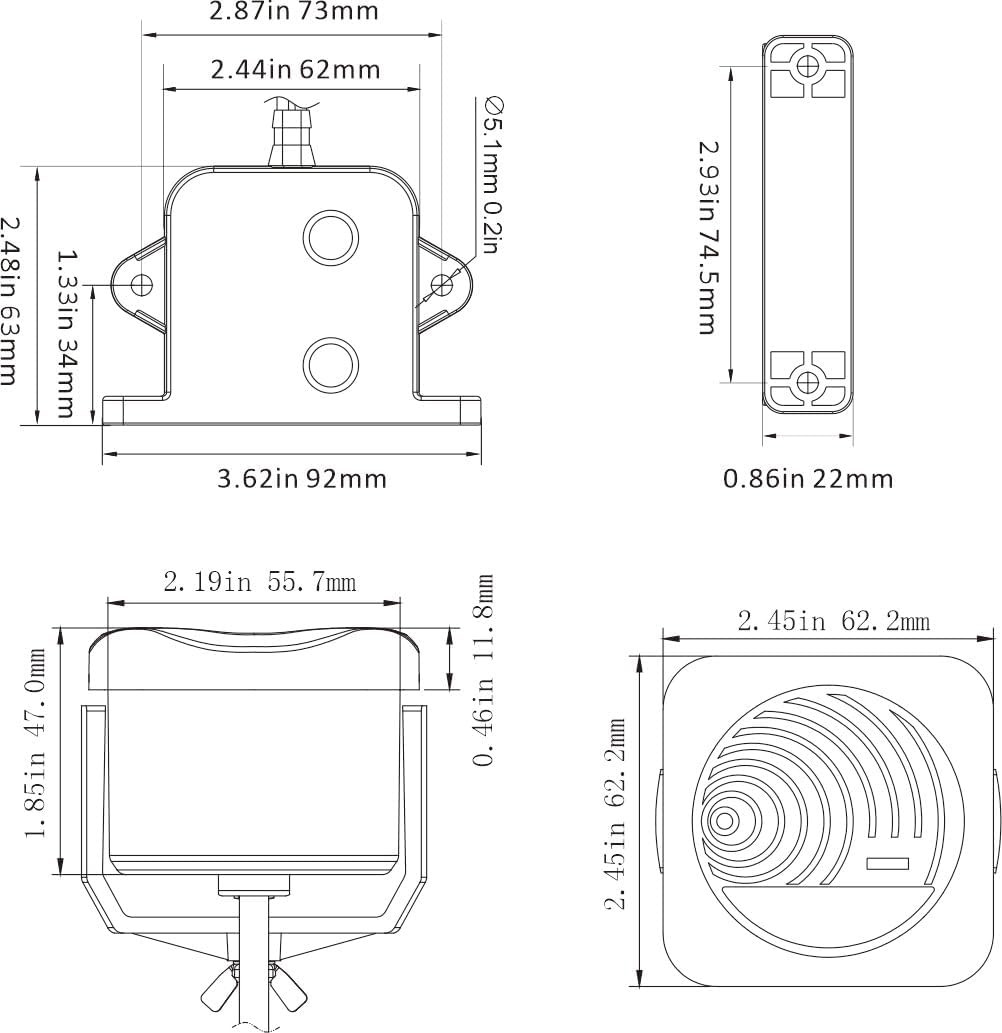 High Water Level Alarm System for Bilge - 12V, 95Db, Solid State Switch