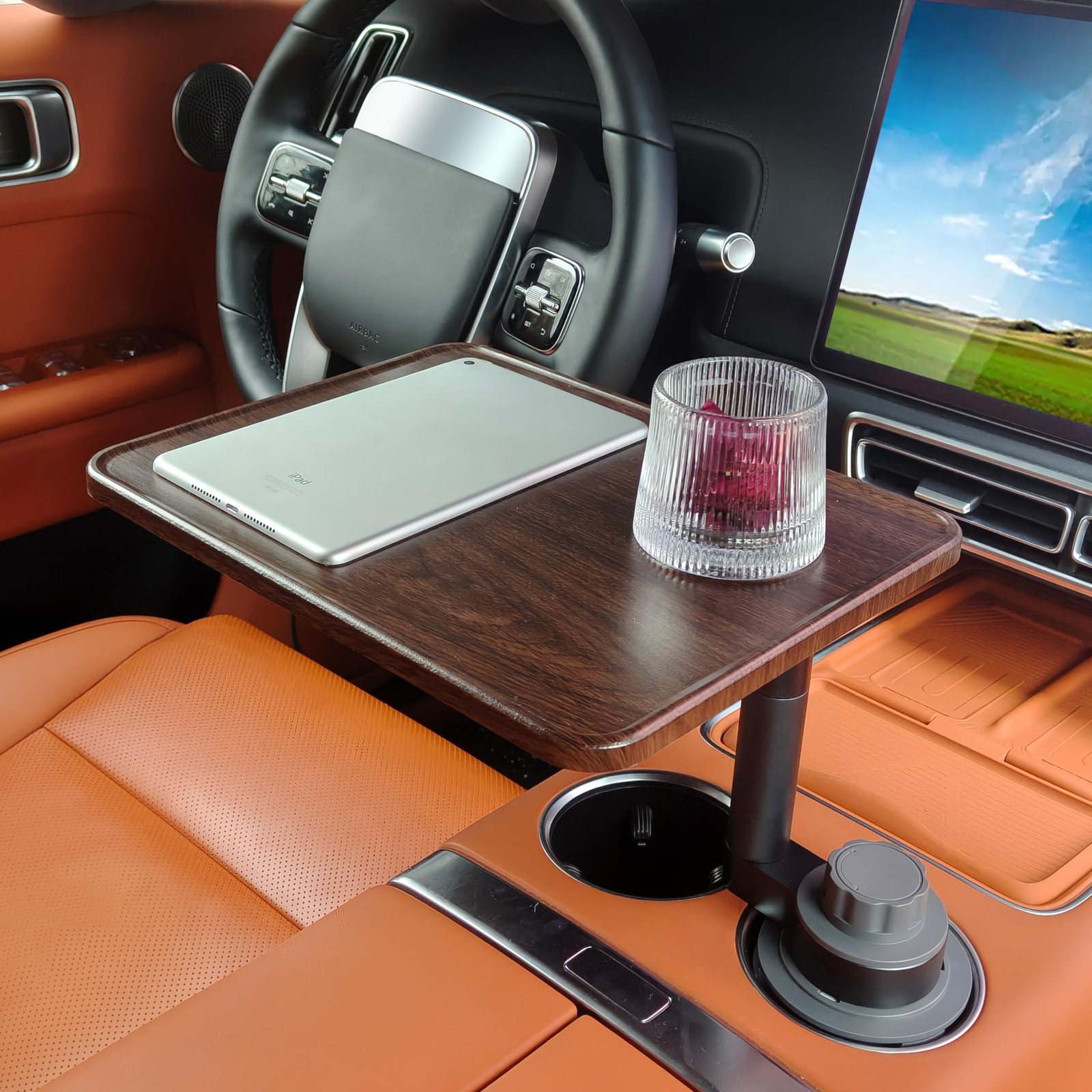Car Desk for Laptop,360° Rotating Cup Holder Table，Wood Car Tray, Car Table &...