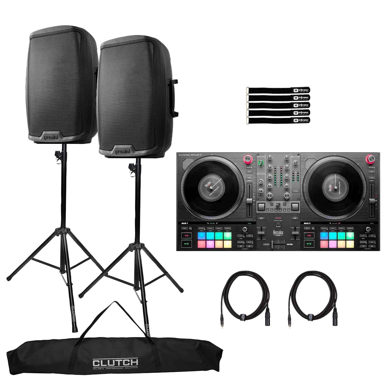 Hercules DJCONTROL INPULSE T7 2 Channel DJ Controller w 12" Speakers Package