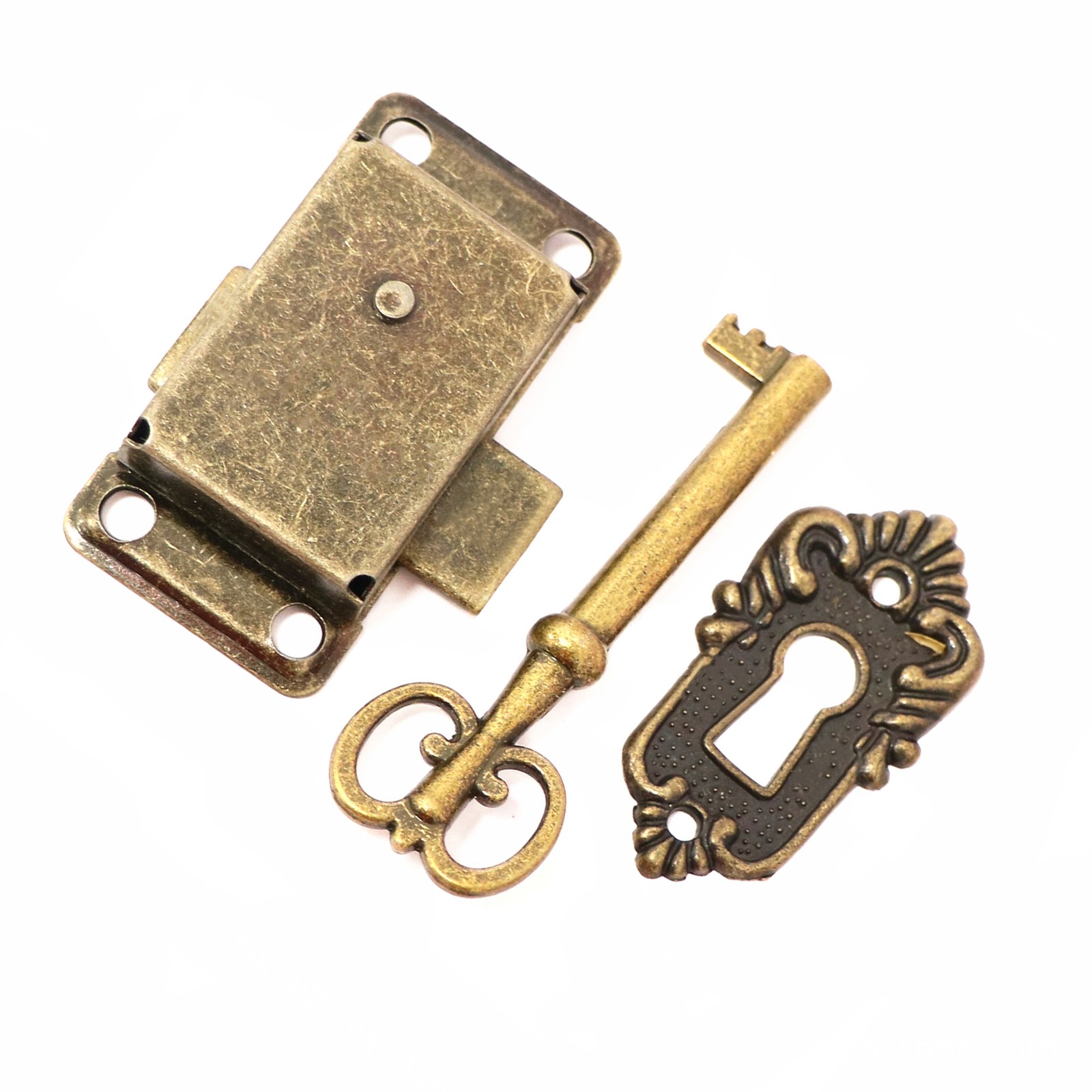 Vintage Iron Alloy Cabinet Door Lock Kit with Key Antique Drawer Wardrobe Lock d