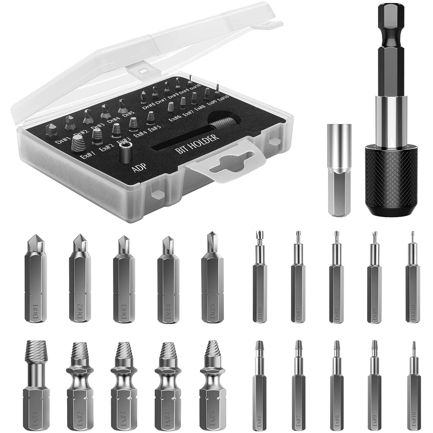 Magnetic 22-Piece Damaged Screw Extractor Set - High Efficiency for Home & Work