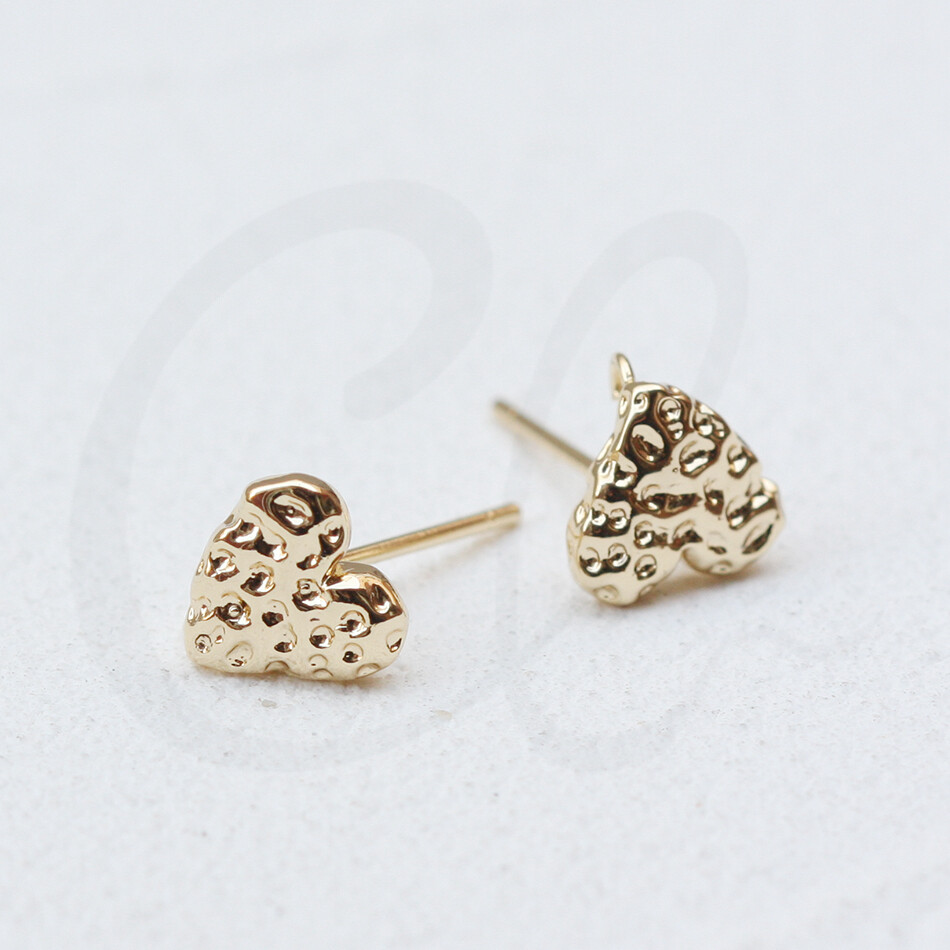 One Pair Plated Brass Earring Post with Sterling Silver Pin-Textured (4547C)