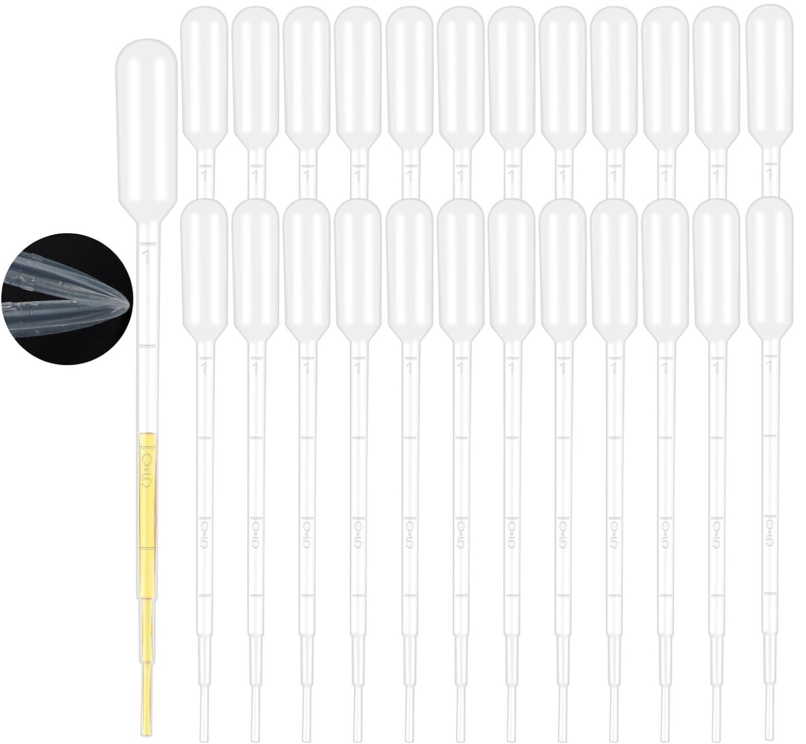 25Pcs 1ML Pipettes Dropper - Disposable Plastic Pipettes Dropper for Lab Science