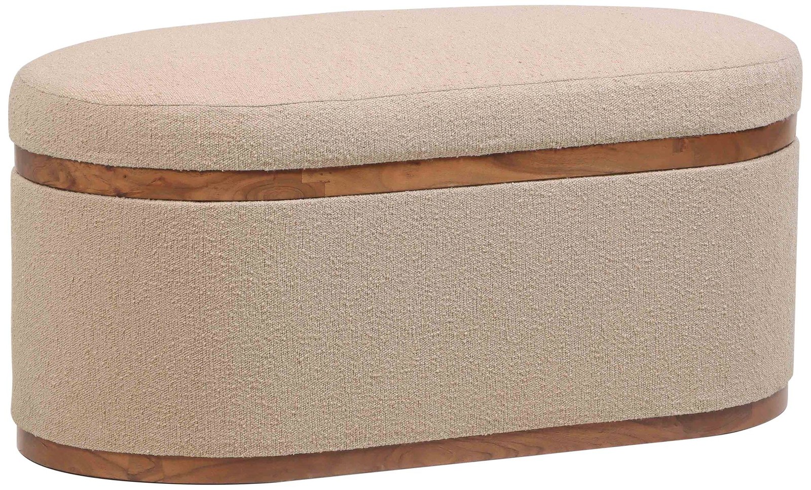 TOV Olivier 41" Wide Ivory Boucle Fabric Oval Storage Ottoman