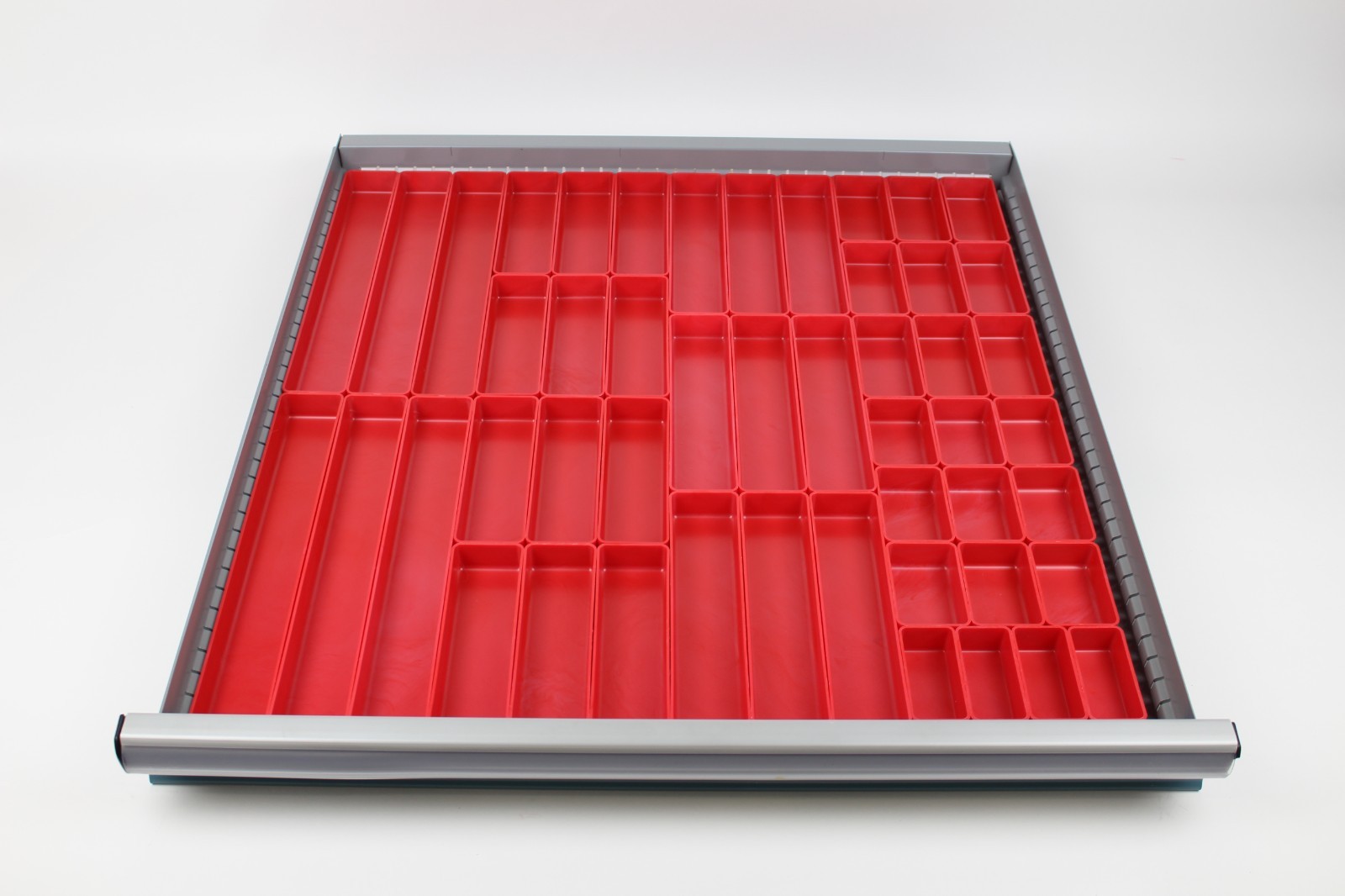49 PBA Schaller Red Plastic Box Assortment- 1 Inch Deep Drawer Bin Cups