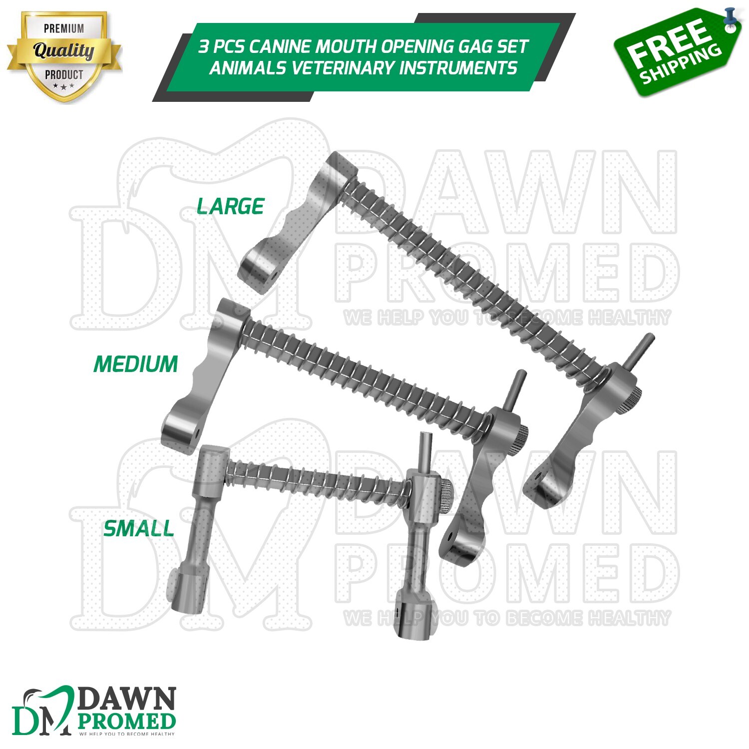3 Pcs Canine Mouth Opening Gag Set S, M, L Animals Veterinary Inst German Grade