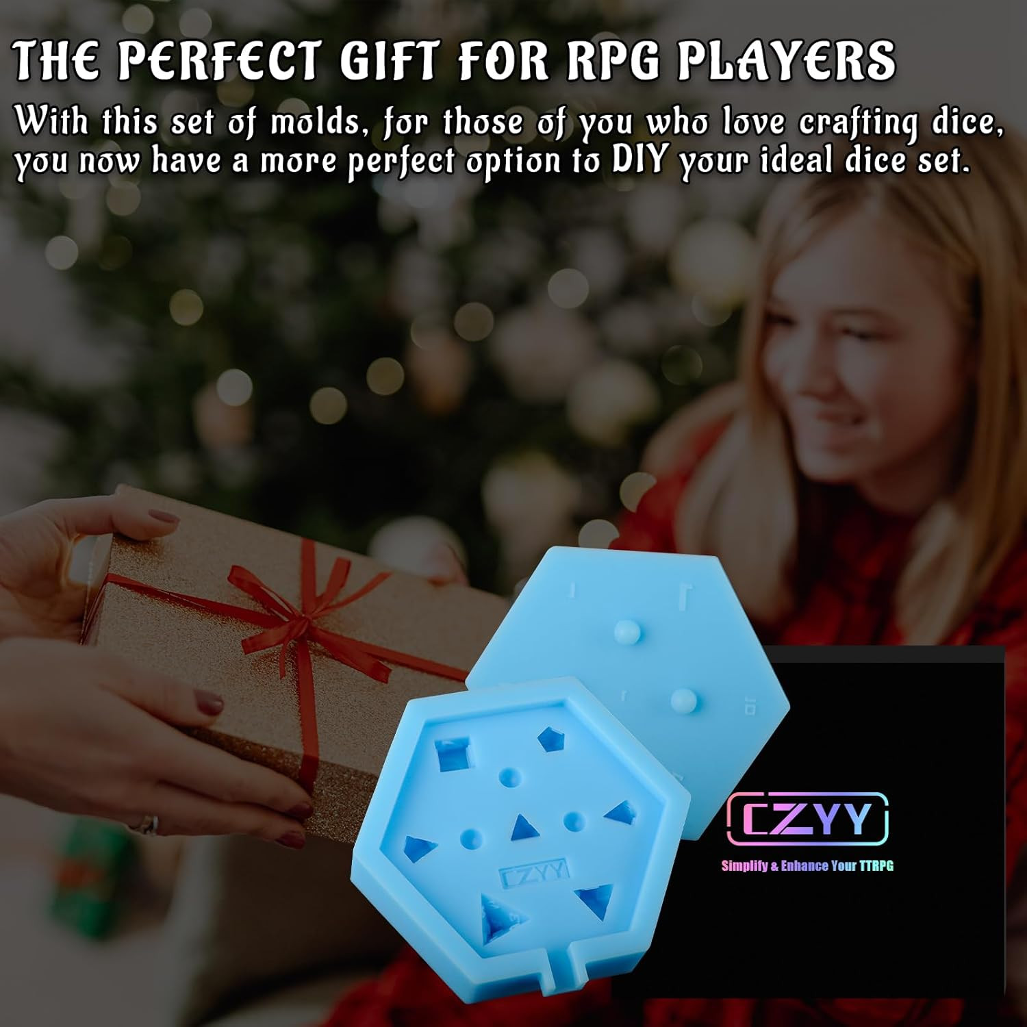 CZYY Silicone Dice Mold, 7-Cavity Sharp Edge Polyhedral Resin Mould | Make
