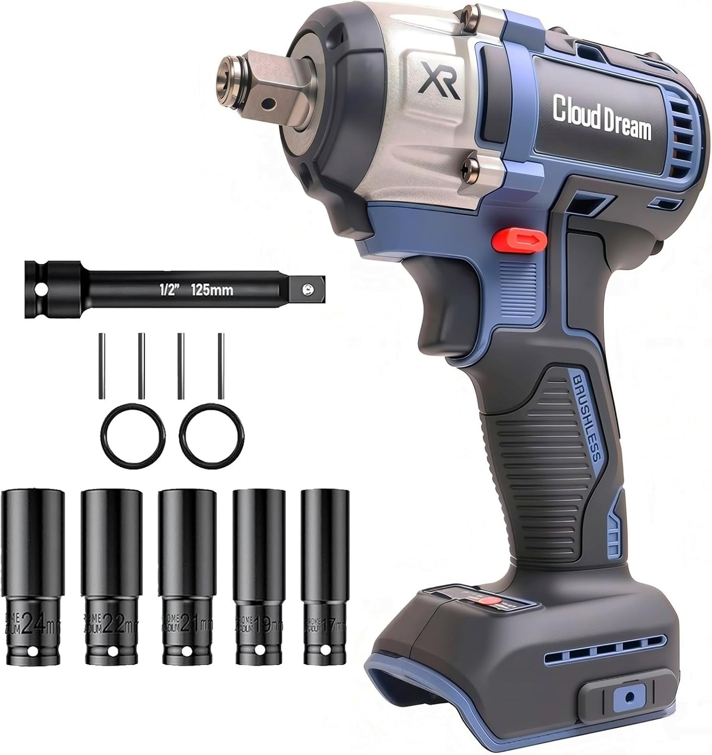 1/2" Cordless Impact Wrench, 369Ft-lbs (500N.m) Impact Gun Compatible with DeWal