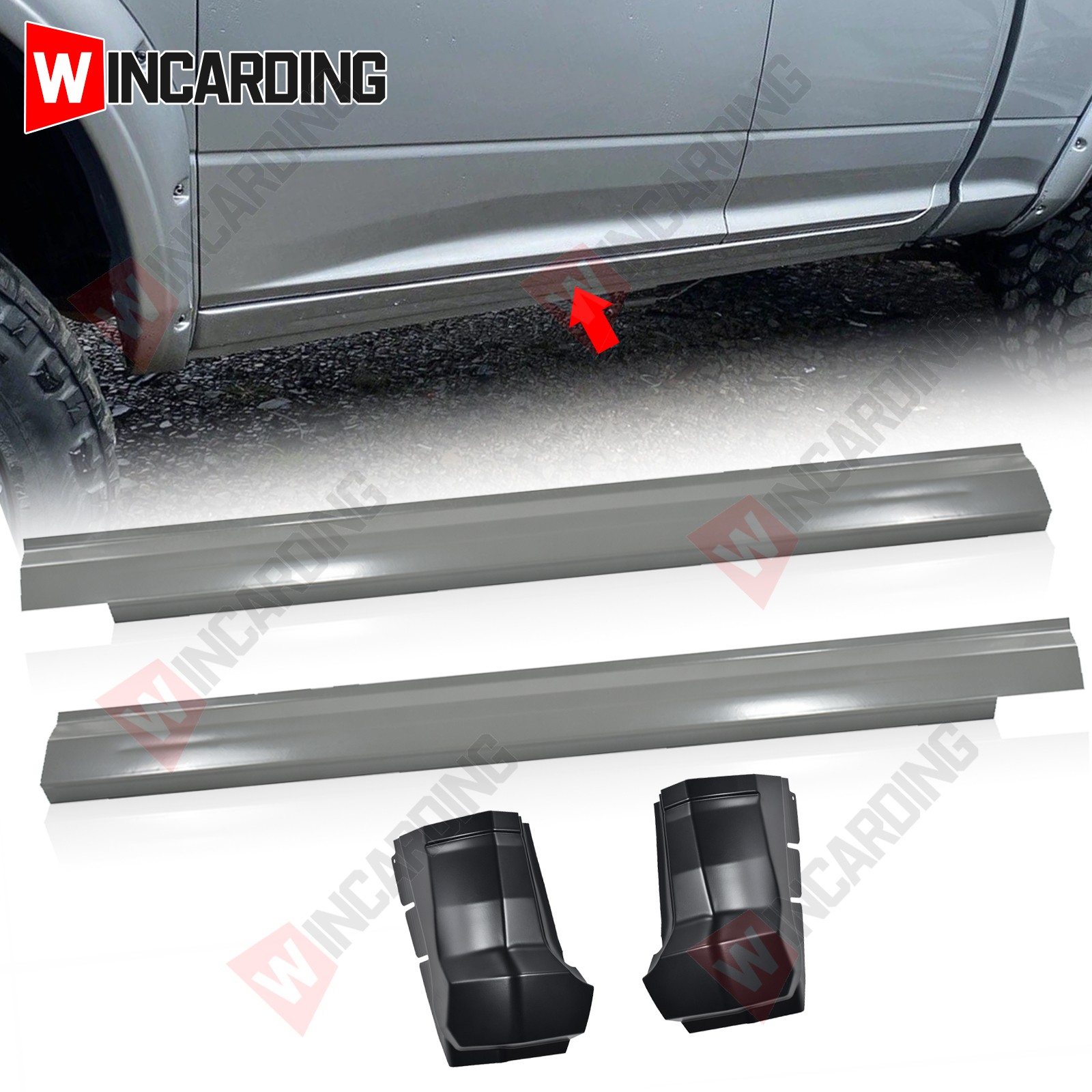 For 09-18 Dodge Ram Slip-on Rocker Panels & Cab Corner Extended Cab & Quad Cab