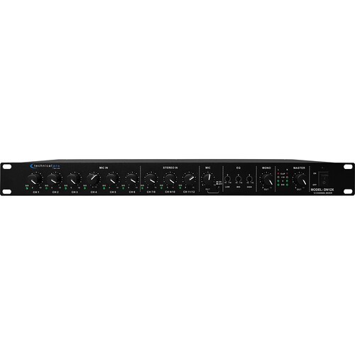 Technical Pro DN-12X 12-Channel Line Mixer w/Microphone Priority