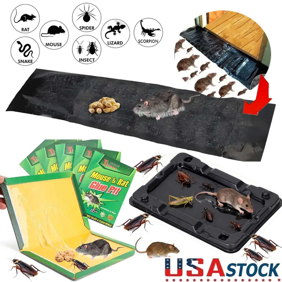 Cockroach Mice Mouse Glue Traps Rodent Catcher Rat Board Indoor Super Sticky LOT