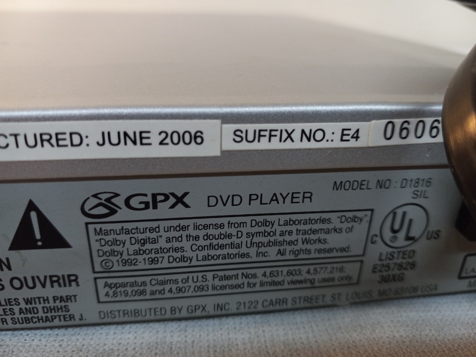 GPX D1816 DVD PLAYER - Working - No Remote