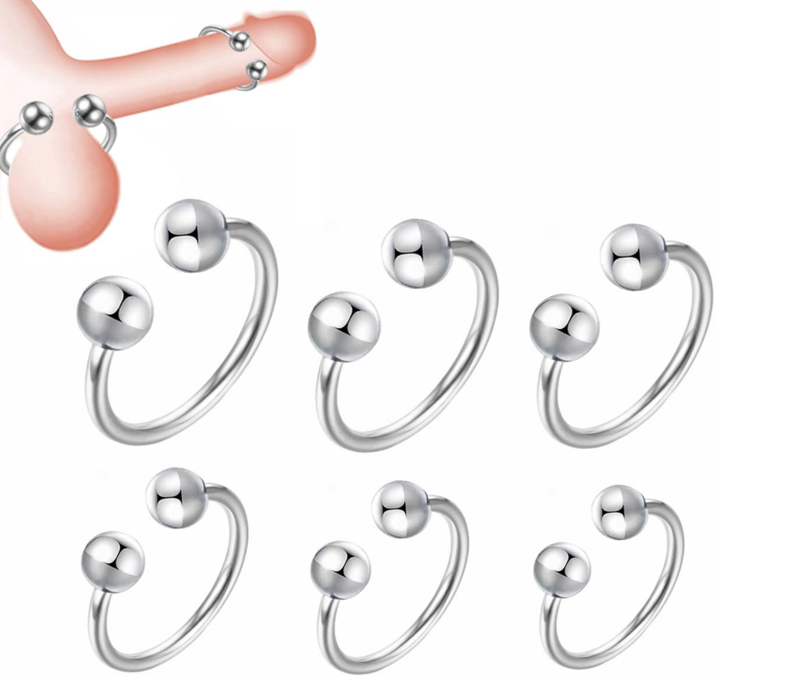 Stainless Steel Male Cock Ring Glans Ring Metal Penis Ring Delayed 6 SİZES