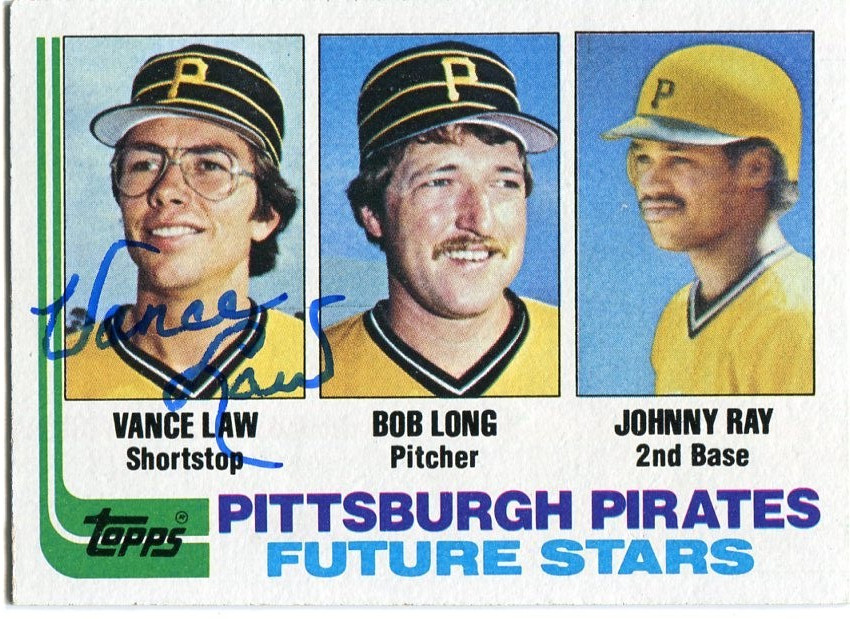 VANCE LAW signed 1982 Topps #291 Pittsburgh Pirates RC COA  Cubs Sox