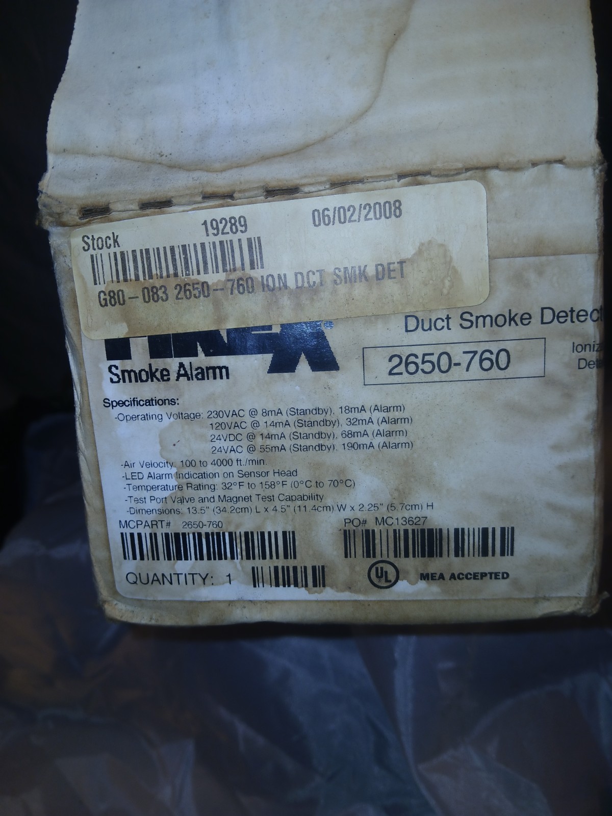 2 Firex 2650-760 Duct Smoke Detectors