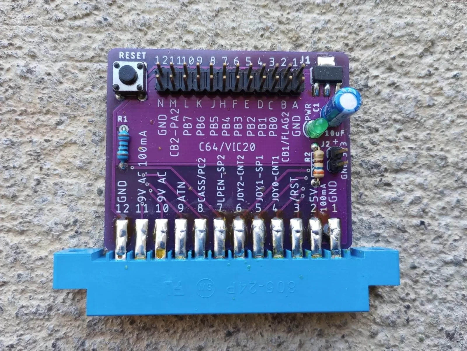 Commodore C64/VIC20 User Port Breakout Board Adapter w/ 3.3V OUTPUT