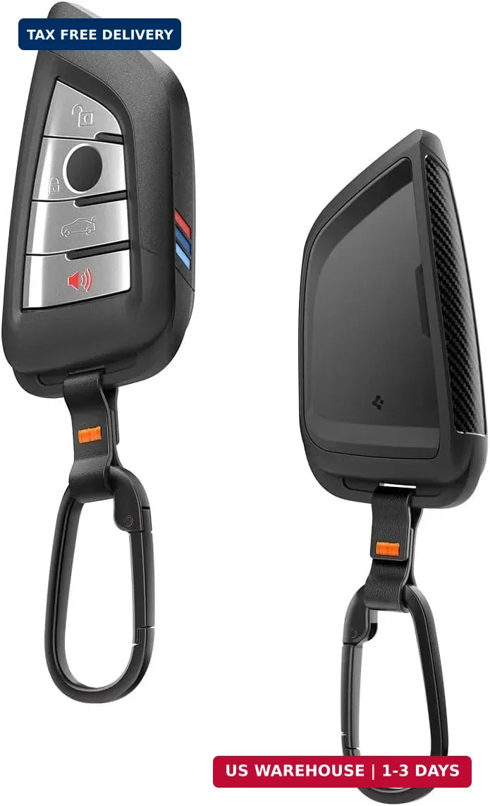 Spigen Light Slim Key Fob Cover with Carabiner [Sleek Carbon Fiber Accents] Desi