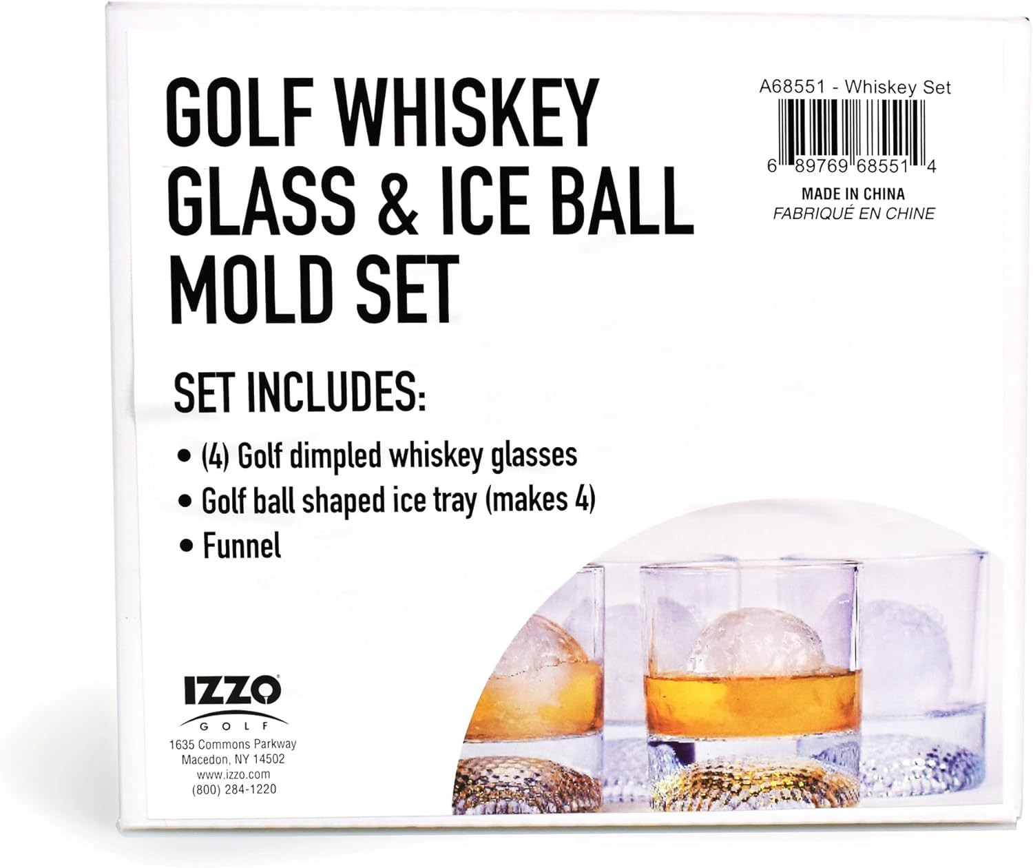Golf Whiskey Glass Golf Ball Ice Set - Enjoy a Glass of Whiskey or Bourbon in a